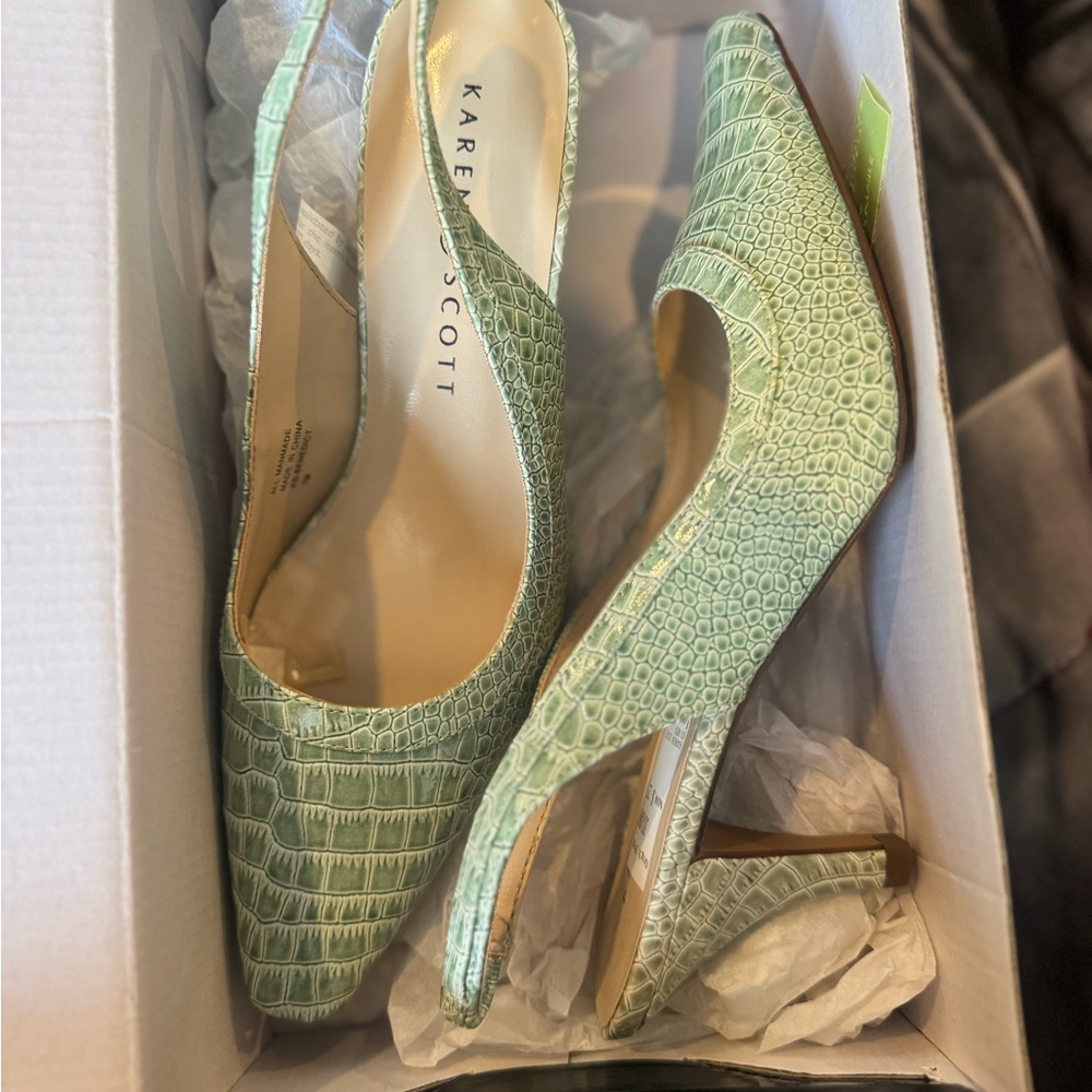 Karen Scott Mint Croc-Patterned Heels